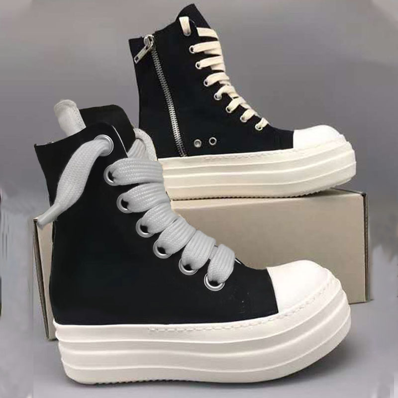 

Big Szie Wide Maga Shoeslaces Women Ankle Boot Internal Increase Thick Sole Breathable Canvas High Top Shoes Women's Fashion Sneakers