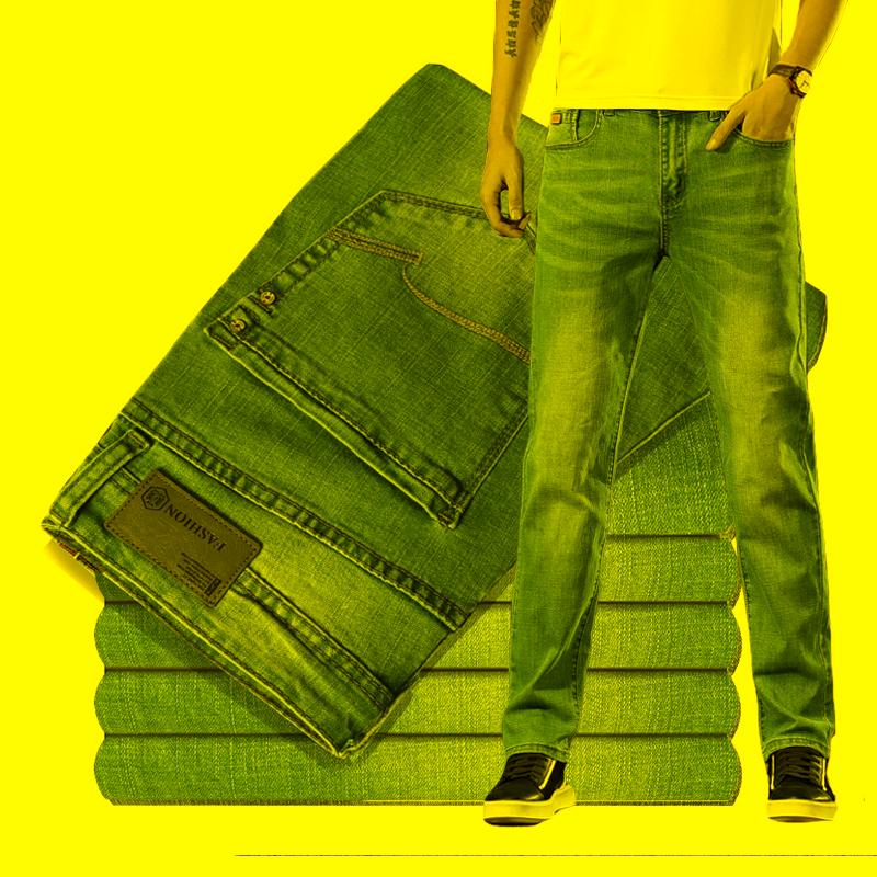 

Men's Jeans Business Men Casual Straight Washed Blue Bleached Retro Stretch Comfortable Denim Trousers Male Brand ClothingMen's