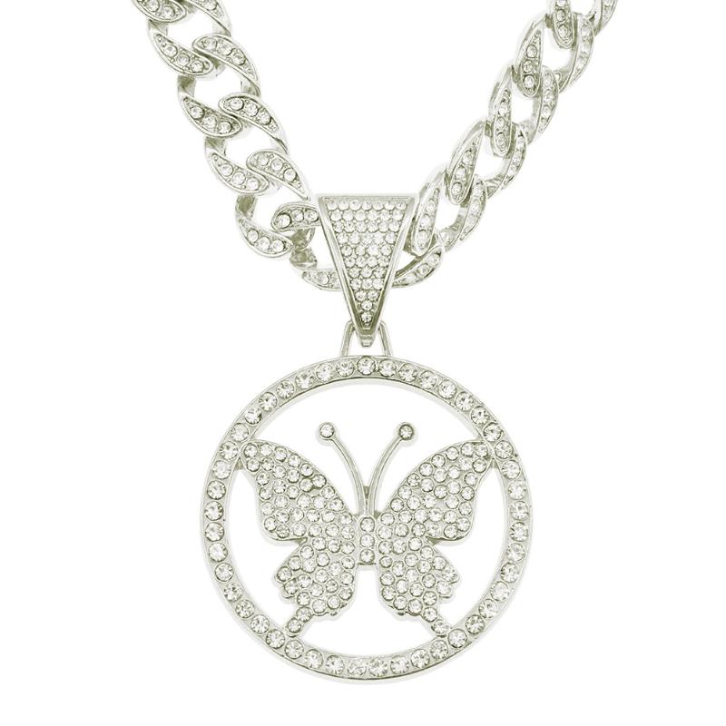 

Pendant Necklaces Hip Hop Butterfly Necklace Pave Bling Crystal Iced Out 13mm Miami Cuban Chain Choker Jewelry Gift Drop