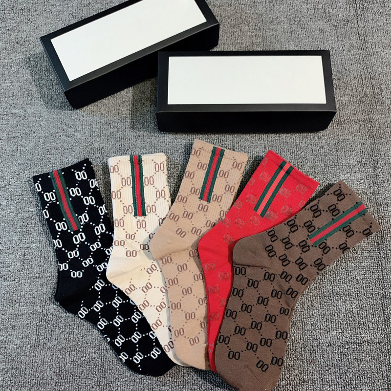 F High Quality Mens Womens Sport Long Socks 100% Cotton Wholesale Couple Design Basketball Sock 5 Pcs With Box