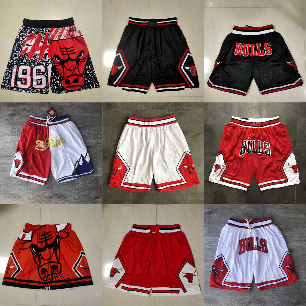 

Chicago''Bulls''men Throwback Basketball Shorts pocket red black, Color