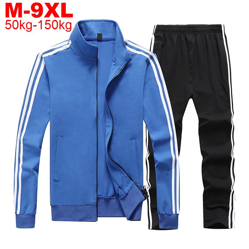 

Men's Tracksuits Tracksuit Extra Large Size 9xl Sets Autumn Winter 2 Pieces Sweatsuit Men Plus Jacket Pants Track Suits Male, Blue