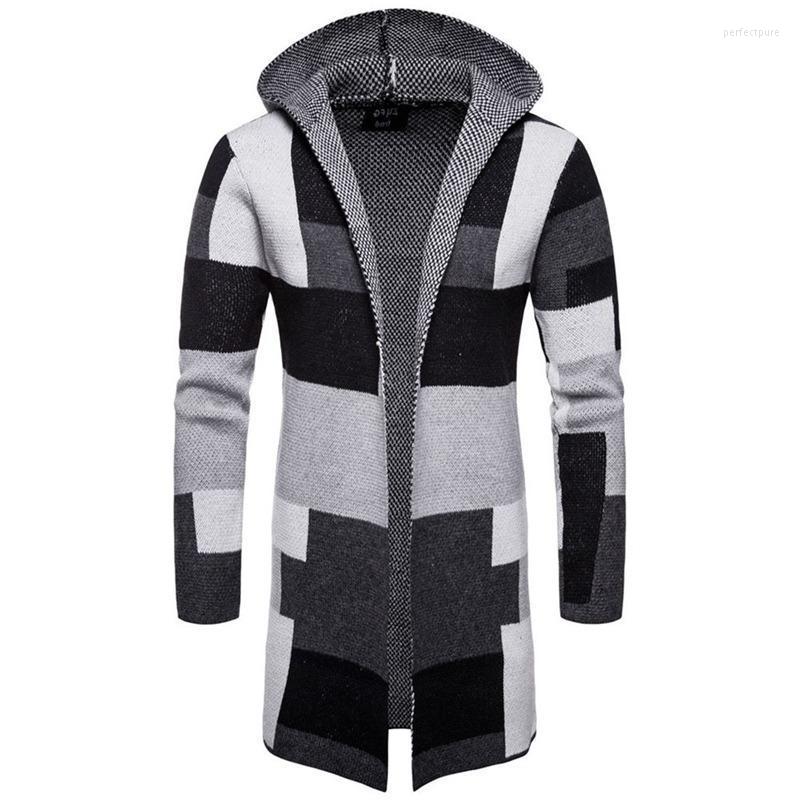 

Men's Sweaters Male Brand Knitted Sweater Coats Men Stripe Color Splicing Jackets Fashion Long Cardigan Coat Outerwear Drop Perf22, Green