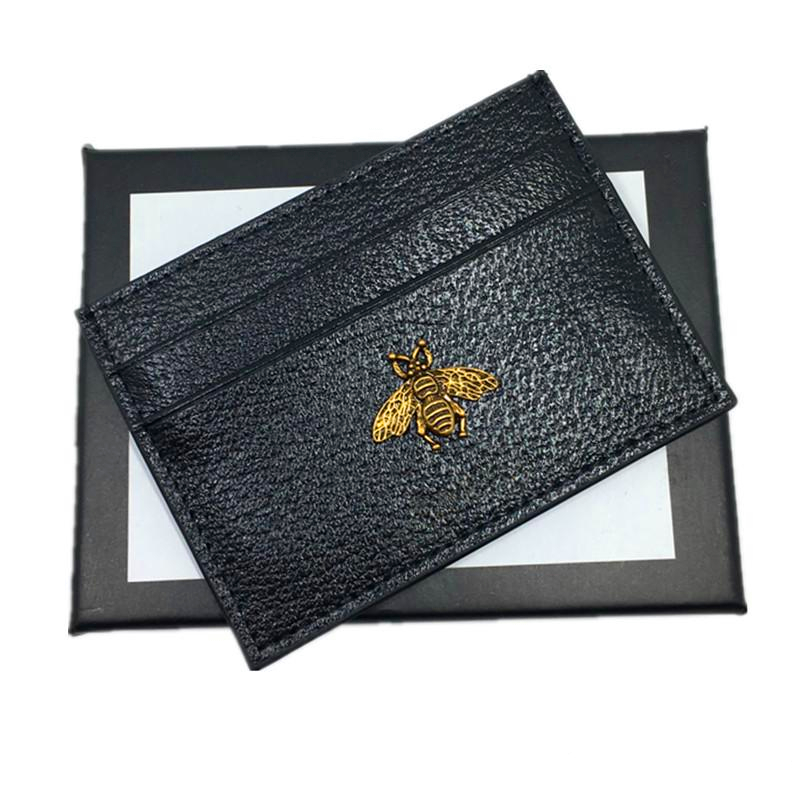

Black Genuine Leather Credit Card Holder Wallet Classic Business Mens ID Cards Case Coin Purse 2020 New Fashion Slim Pocket Bag Pouch