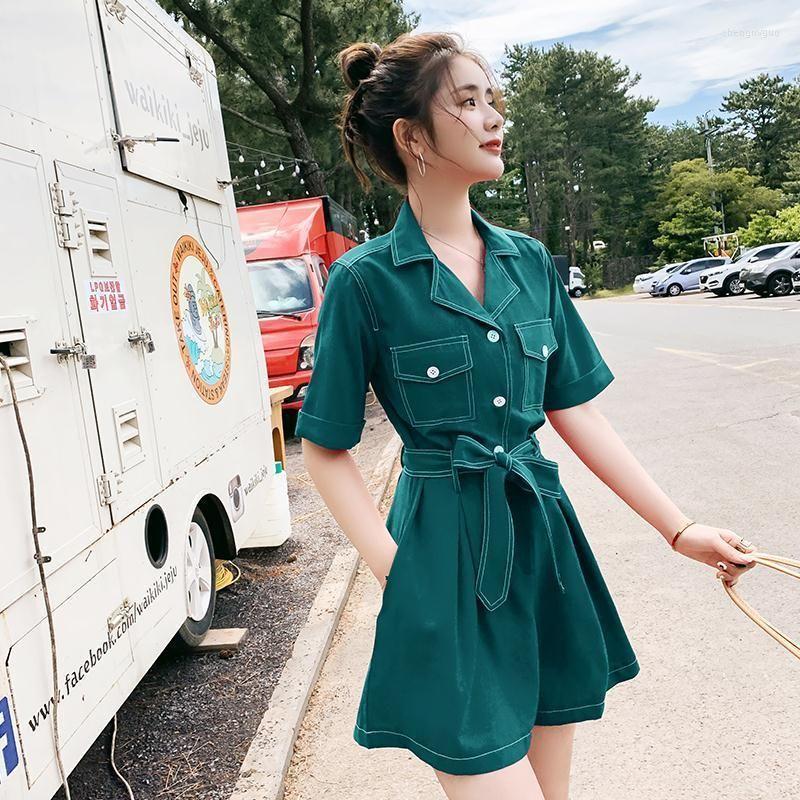 

Women's Tracksuits 2022 Summer Sets Women Casual Jumpsuit Wide-leg Pants T-shirt Shorts Korean Fashion Clothing Solid T-shirts High Waist Su, Green