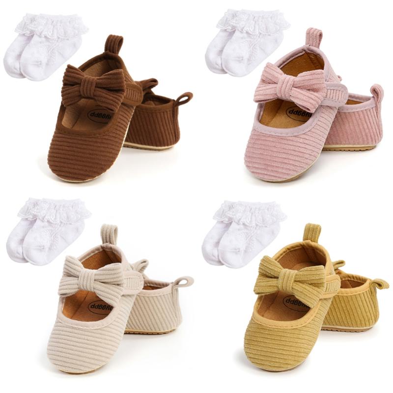 

Athletic & Outdoor Toddler Born Baby Girl Corduroy Princess Shoes With Cotton Socks Solid Color Bow Cute Non-Slip Warm First WalkersAthletic