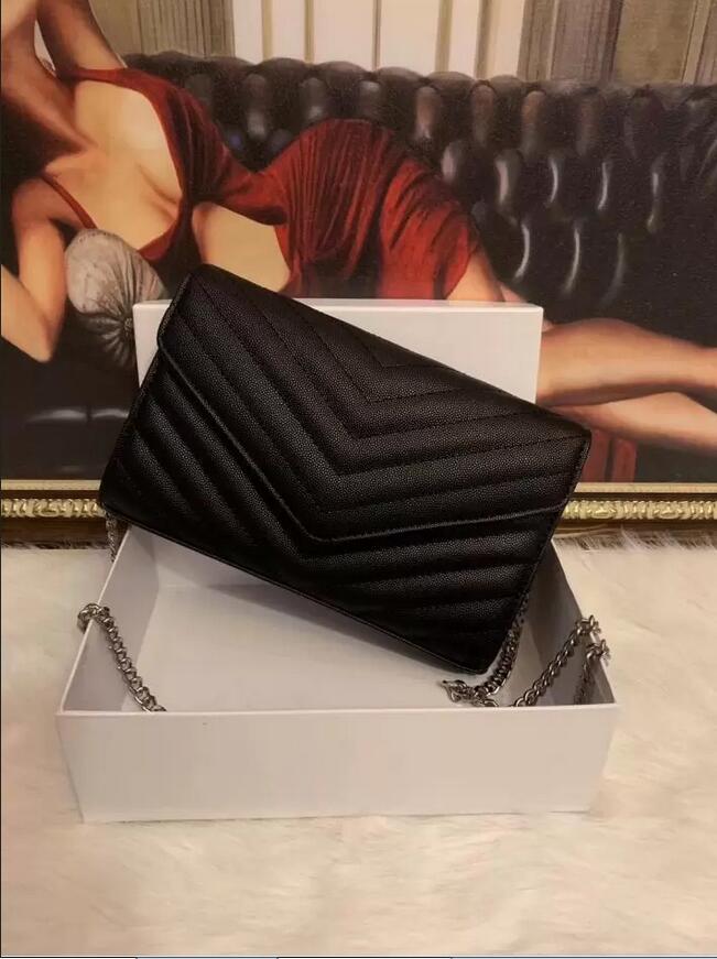 

Top Quality Genuine Leather Chain Purse Leather women shoulder bags crossbody Luxury handbags clutch purses ladies wallets tote Gold Silver Black Chain Bag, Customize