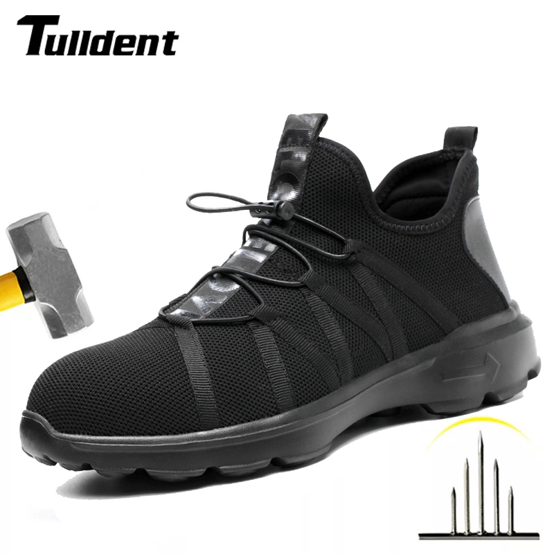 

Men Work Safety Shoes Steel Toe Anti-Smashing Wear roof Soft Light Comfortable security shoes Breathable, 813 black