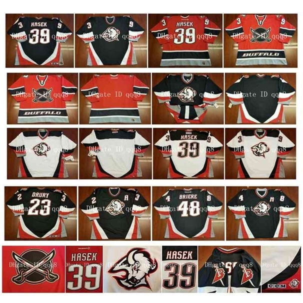 

Xflsp Vintage Hockey Jerseys 48 Daniel Briere 39 DOMINIK HASEK 29 JASON POMINVILLE 9 DEREK ROY Jason Woolley Brian Campbell Curtis Brown, Black