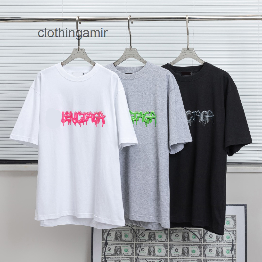 

Designer T Shirts Mens Bbalencaigas Tshirts 2022 Summer Paris Letters Short Sleeve T-shirt Men' Women' Loose, Black
