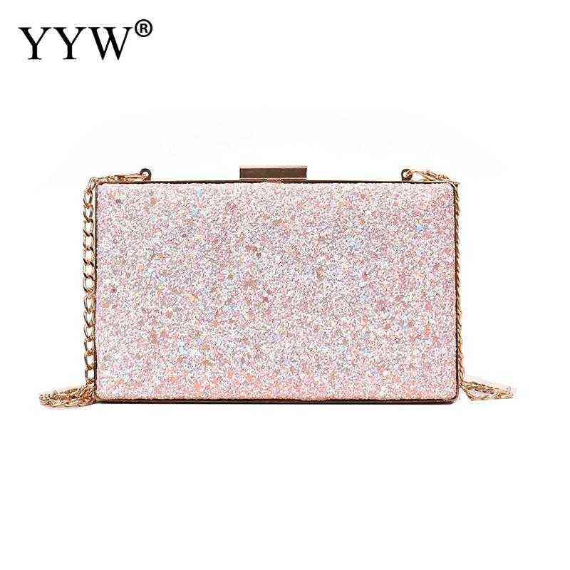 

Women Glitter Clutch Bag Female Evening Bags Hard-Surface Clutches Sequin Wedding Shoulder Bags Fashion Party Pouch Pink T220727, Black