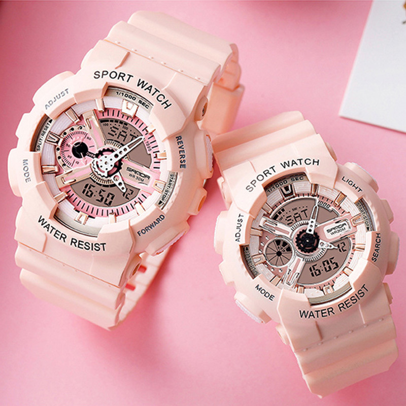

Women Men Watches Sanda Top Brand Luxury Pink Lover Watch Clock Quatz led Digital Sport Wrist Watch for Women Men Waterproof CX220406