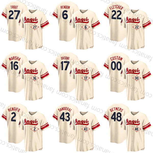 

#17 Shohei Ohtani Baseball Jersey Mike Trout Angels Anthony Rendon Jack Mayfield Max Stassi Jared Walsh Taylor Ward City Connect Los Angeles Jersey men women youth, Nk logo+front number