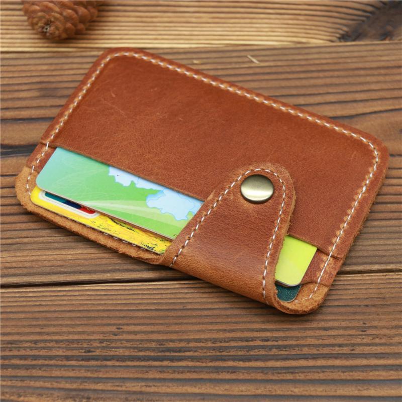 

Card Holders 100% Cow Genuine Leather Case Mini ID Holder Small Purse For Man Slim Men's Wallet CardholderCard, Red brown