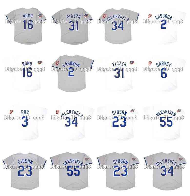 

Vintage LA Baseball 1981 Lasorda Jersey Kirk Gibson Orel Hershiser Fernando Valenzuela Hideo Nomo Steve Sax Steve Garvey Jackie 50th Patch W, As pic