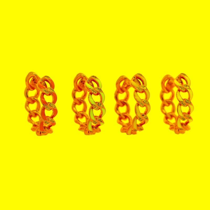 

Hoop & Huggie Selling Gold Plated Rainbow Colorful Fashion Women Charm Neon Enamel Cz Stone Cuban Link Chain Earrings JewelryHoop