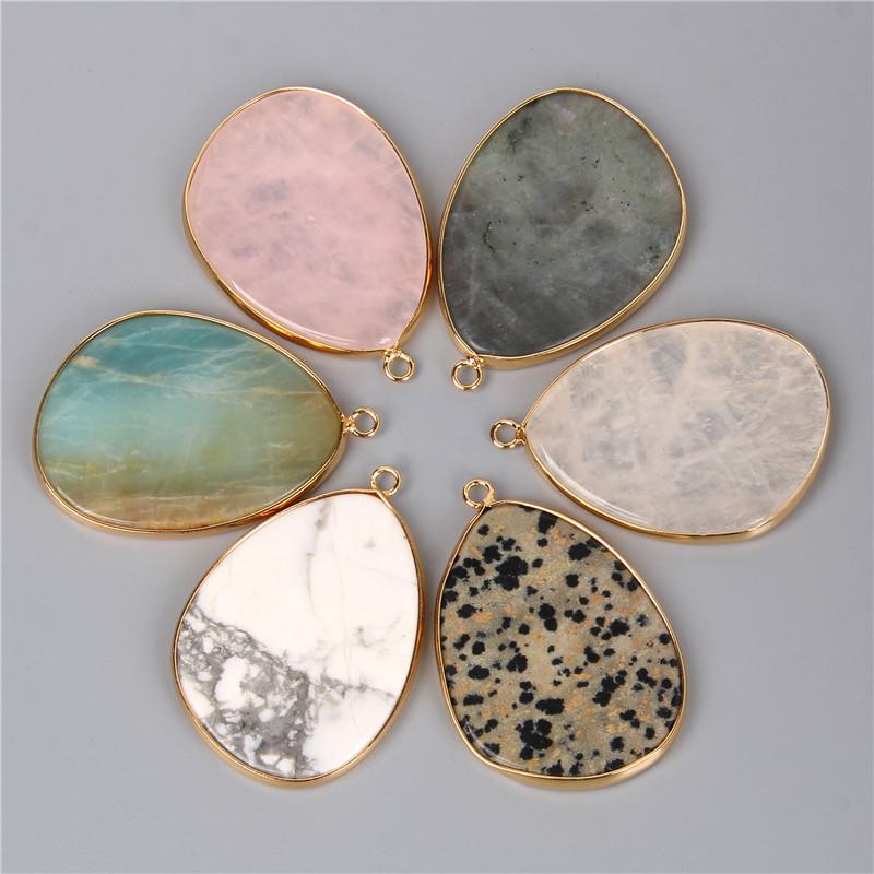

Pendant Necklaces 1pc Natural Stone Slice Jewelry Gem Quartz Mineral Accessory For Making Women Men Handmade Necklace Earring WholesalePenda