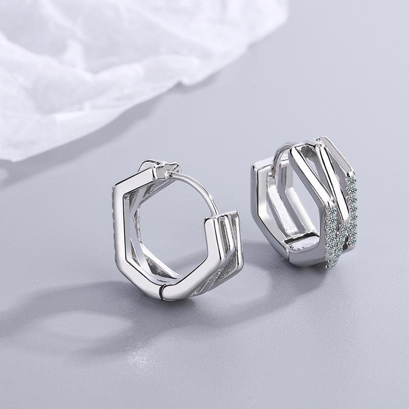 

Hoop & Huggie Fashion Three Row Geometric Earrings For Women Shiny Micro Crystal Irregular Huggies Big Earring Piercing Jewelry GiftsHoop