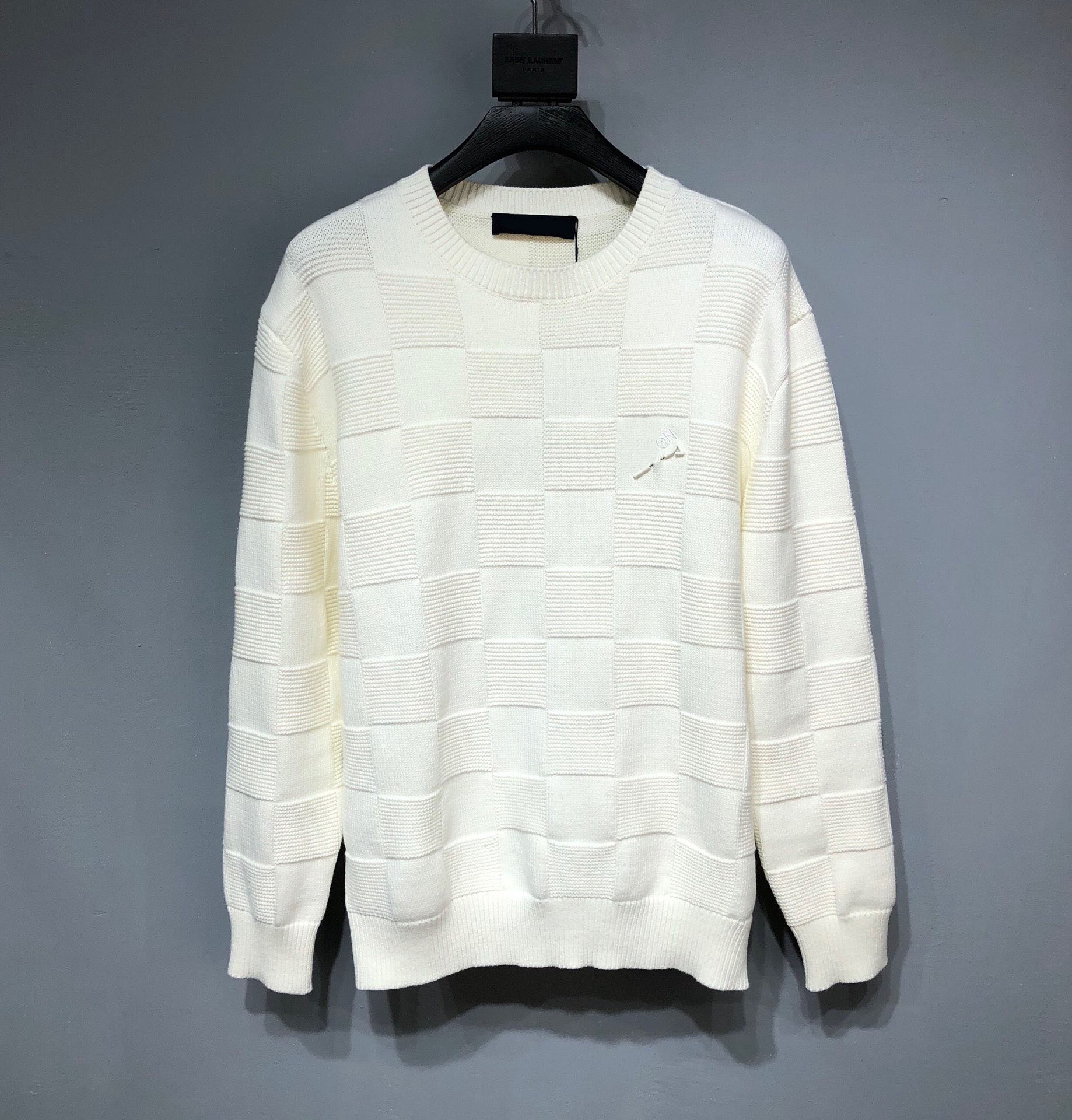 

New AOP jacquard letter knitted sweater in autumn / winter 2022acquard knitting machine e Custom jnlarged detail crew neck cotton cftgryr5y