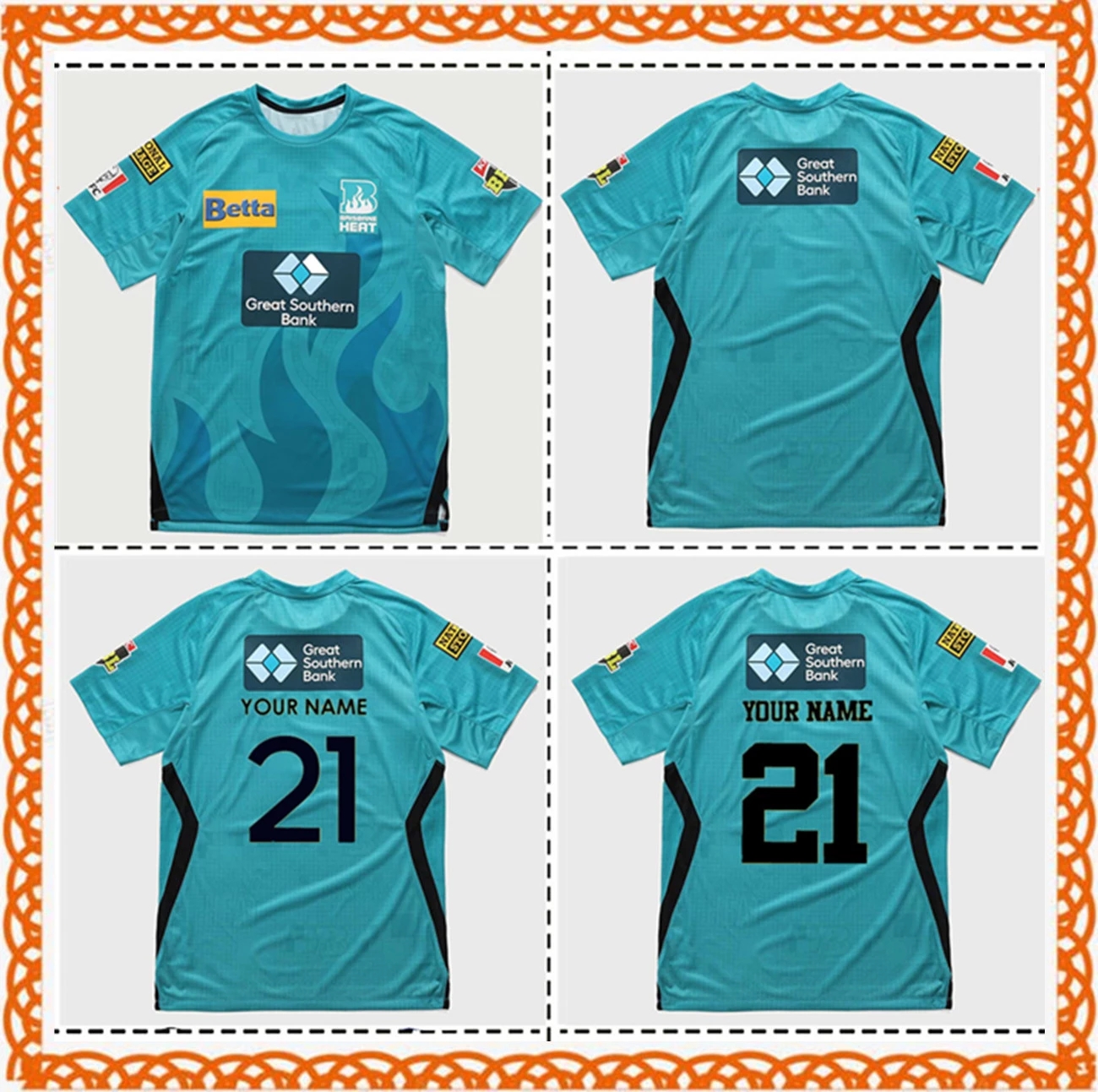 

/22 BRISBANE HEAT AUSTRALIAN CRICKET JERSEY SHIRT size S---5XL