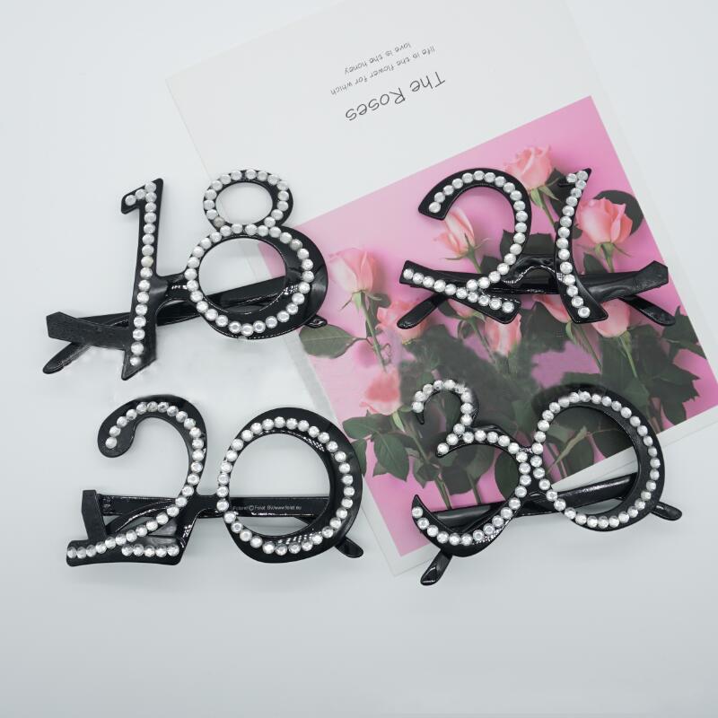 

Fashion Sunglasses Frames Black 18th 20th 30th 40th 50th 60th Birthday Party Clear View Eyeglasses Plastic Frame Bling Age Glasses For Men W