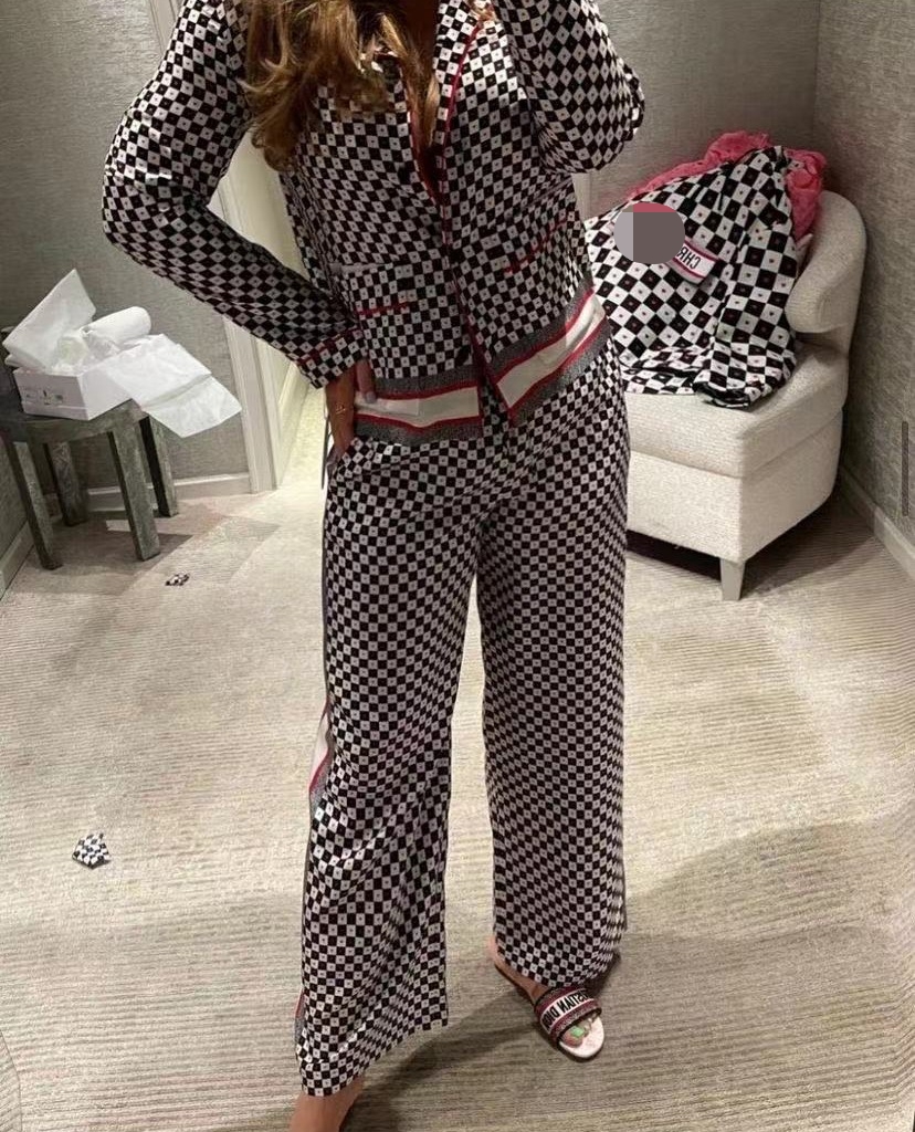 

228 2022 Milan Spring Summer Brand Same Style Two Pieces Sets Pants Long Sleeve Lapel Neck Button Dress Empire Beads High Quality meiyi, Customize