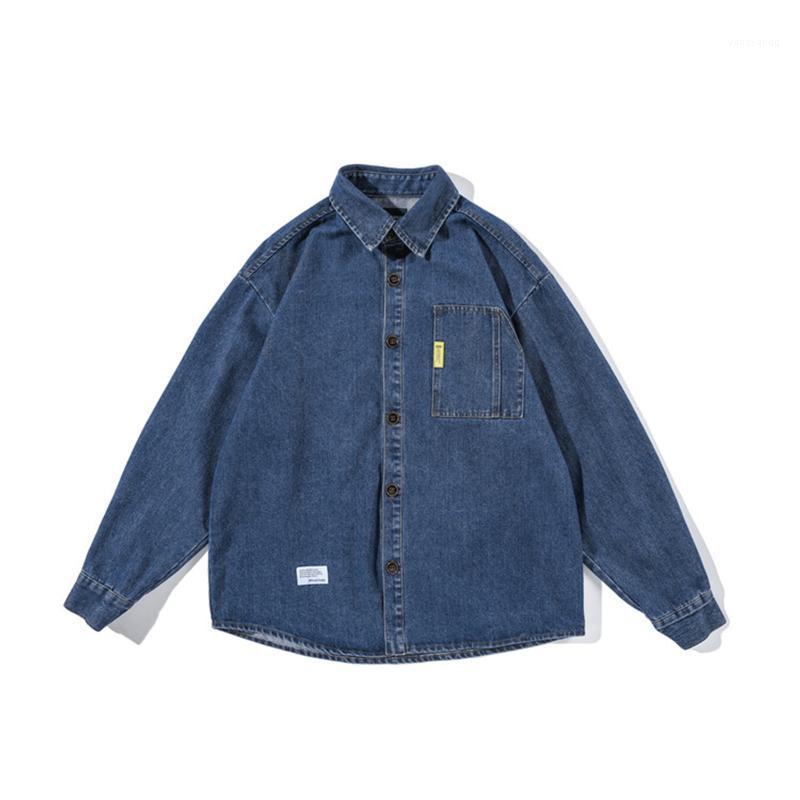 

Men's Casual Shirts Autumn Shirt Solid Color Fashion Simple Denim Long-Sleeved Japanese Korean Student Couple, Blue