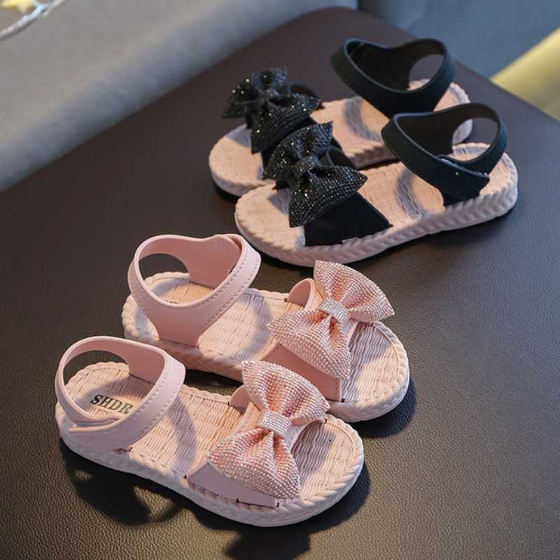 

Slipper Girls Sandals Sweet Flower Children Princess Beach Shoes Kids Summer Flat 2022 Child Sandalias Girl Student CSH1063Slipper, A33-black