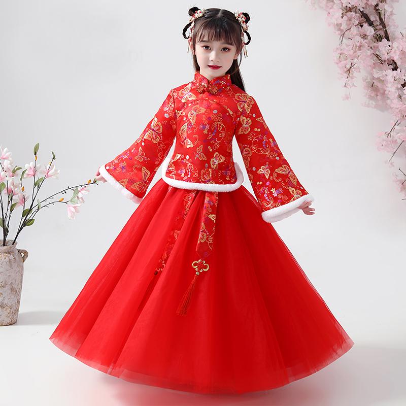 

Ethnic Clothing Girl Winter Dress Han Fu For Kids Dramaturgic Robe Chinese Traditional Ancient Thick Dresses Year's DressEthnic