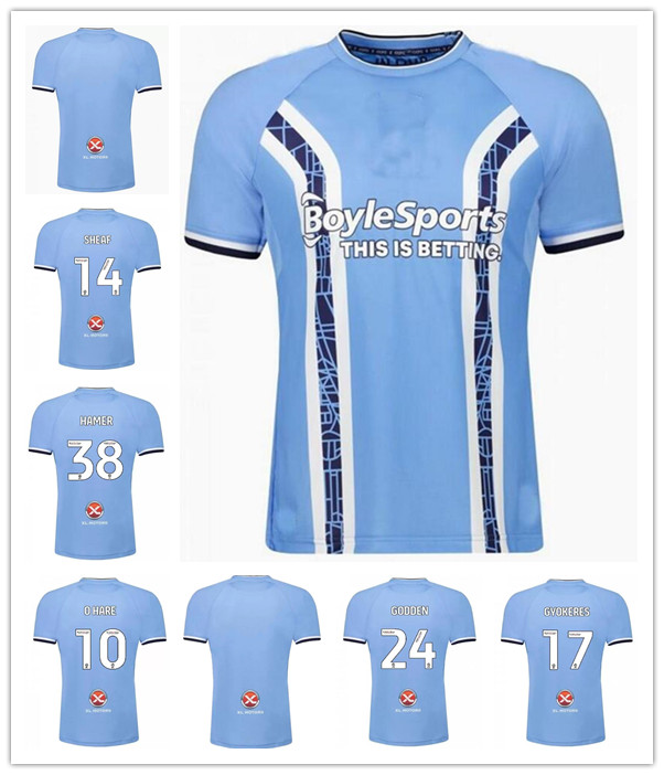 22 23 Jersey de football de Coventry City O Hare Sheaf Gyokerres Godden Hamer 2022 2023 Blue Men Kids Kit Kit Football Shirts Tops Camiseta de Fu