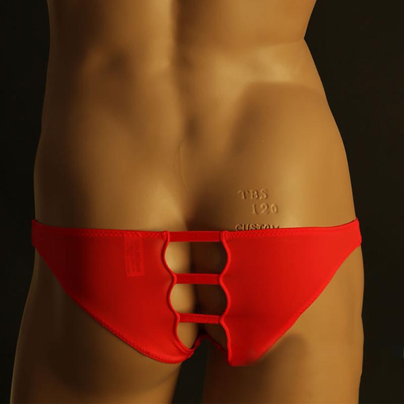 Underpants Buttocks Hollow Briefs Micro Mini Lingerie Pouch Sexy Gay Men Underwear Low Rise Stretch Panties Breathable Silky UnderpantsUnder