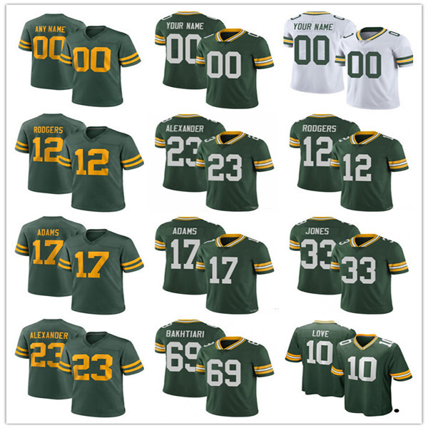 

Football Jersey Green Bay 4 Brett Favre 91 Lukas Van Ness 10 Love 33 Aaron Jones 28 AJ Dillon 9 Christian Watson 7 Quay Walker 23 Jaire Alexander 87 Romeo Doubs Packer, Colour