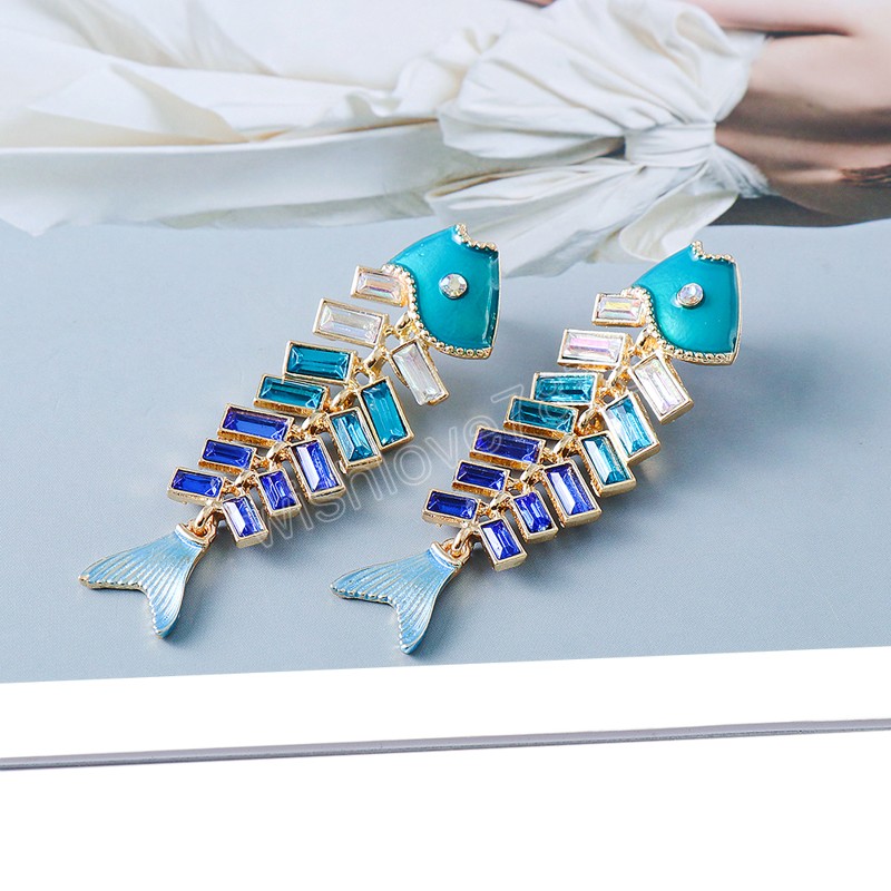 Forme de poisson boucles d'oreilles de noël haute qualité strass boucles d'oreilles pendantes noël perle boucle d'oreille pour les femmes bijoux