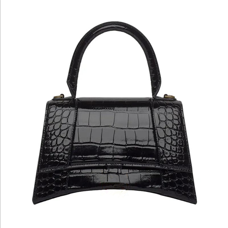 

New Designer Shoulder Bag Crocodile Handbags Half Moon Tote Geometric Letter Cross Body Genuine Leather Retro Purse wallet, Black