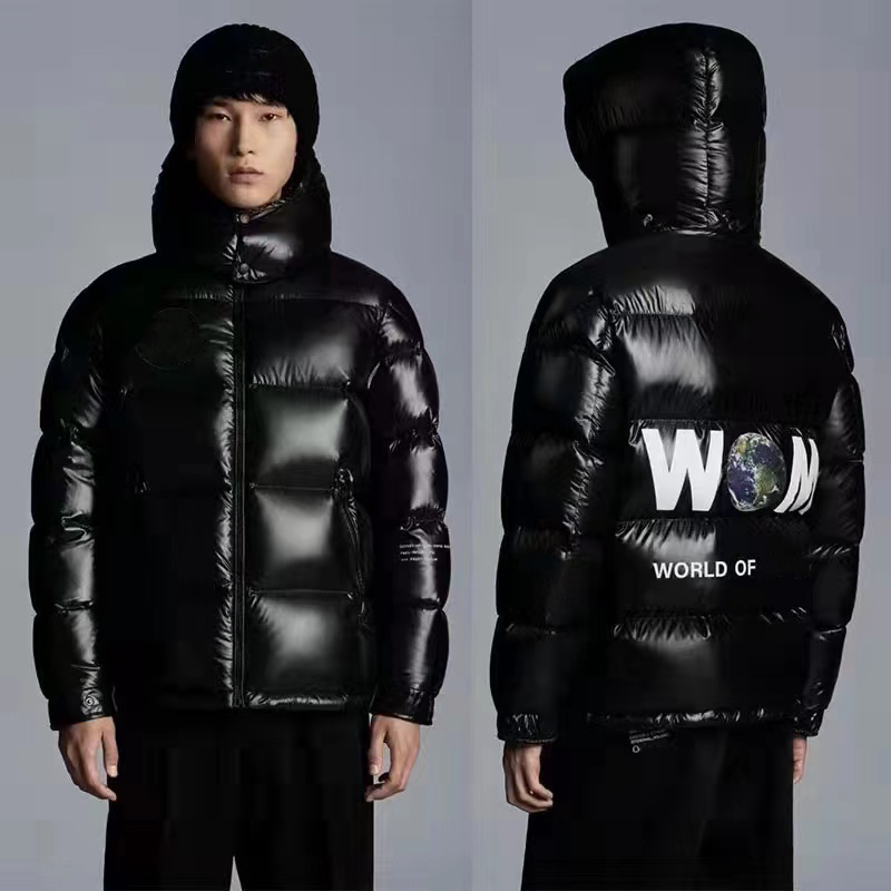 

maya Designer Mens black puffer jacket FRGMT Back Earth Print Winter Parka Womens Hooded Outdoor Jackets With Zippers Complete labels, Supplement (not shipped separately)