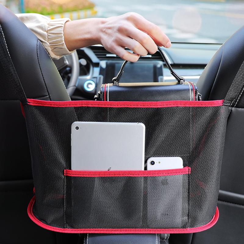 

Car Organizer Large Capacity Seat Storage Net Pocket Bag Back Folding Cell Phone Wallet Hanging Auto AccessoriesCar