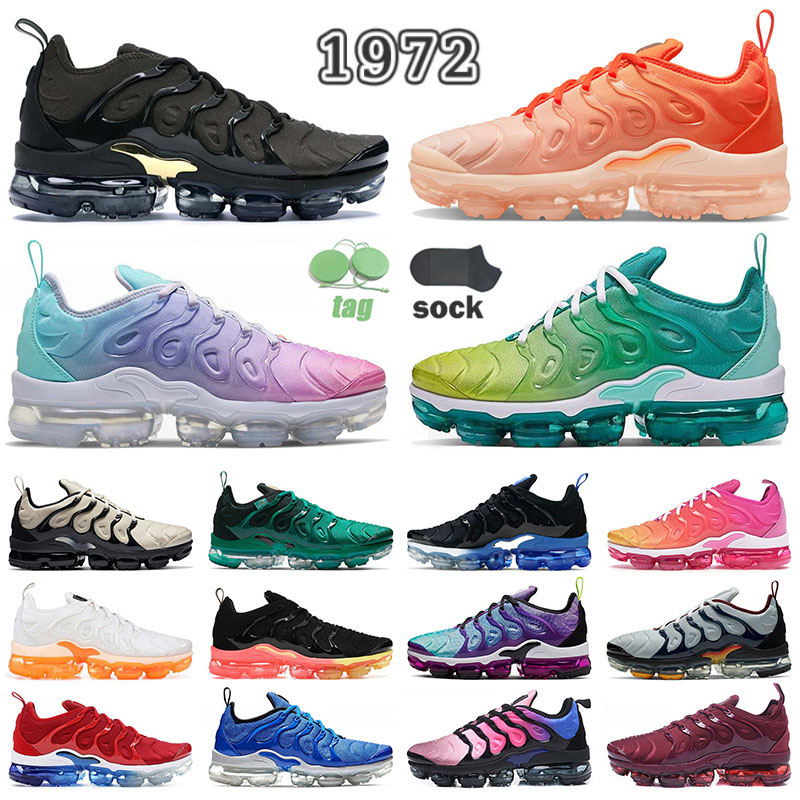 

mens tns tn plus running shoes 2022 womens since 1720 gradient orange volt green cool grey triple black white metallic summer sunset dark russet sneakers tnplus shoe, B05 39-47 orange gradients