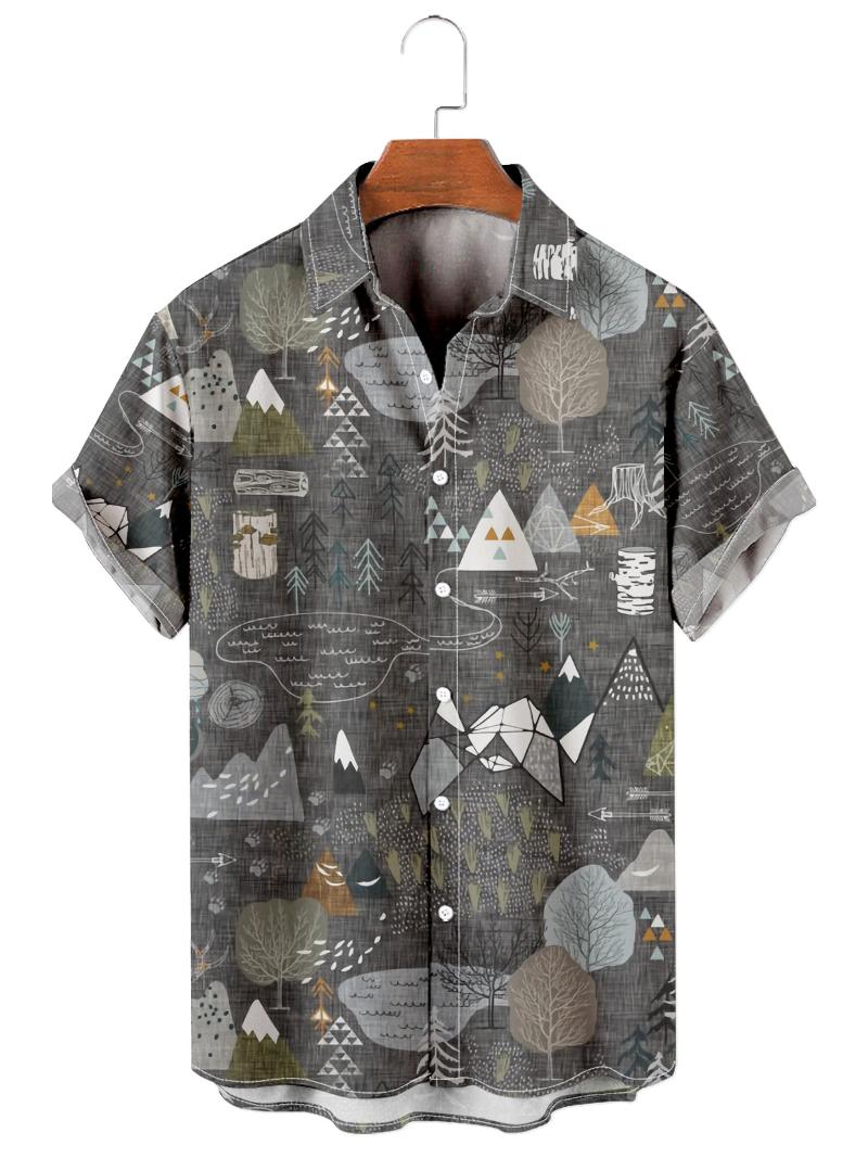 

Men's Casual Shirts 2022 Short Sleeve Lapel Shirt Large Size Hippie 4 3D Printed With Pockets