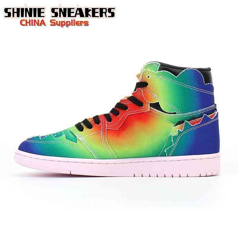 

J Balvin 1s High OG Men Basketball Shoes Jumpman 1 Colores Y Vibras Tie dye Multi-Color Rainbow Women sneakers size36-47.5