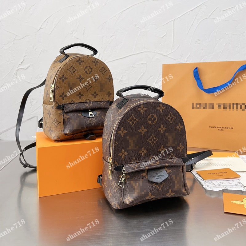 

Classic Palm Springs Leather Mini Backpacks Men Women Fashion Schoolbag Designer Handbags Totes Lady Shoulder Cross Body Bag Travel Purses, Bubble paper package