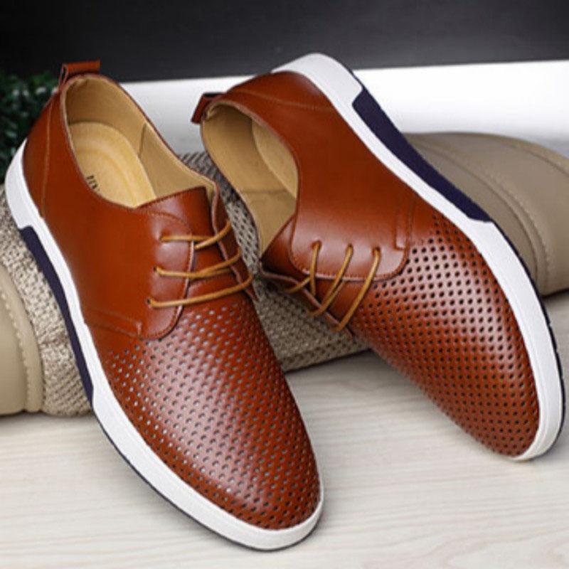 

Dress Shoes Men's Summer Hollow Breathable Casual Leather Large Size Business Formal Office Fashion Trendy ShoesDress, Black