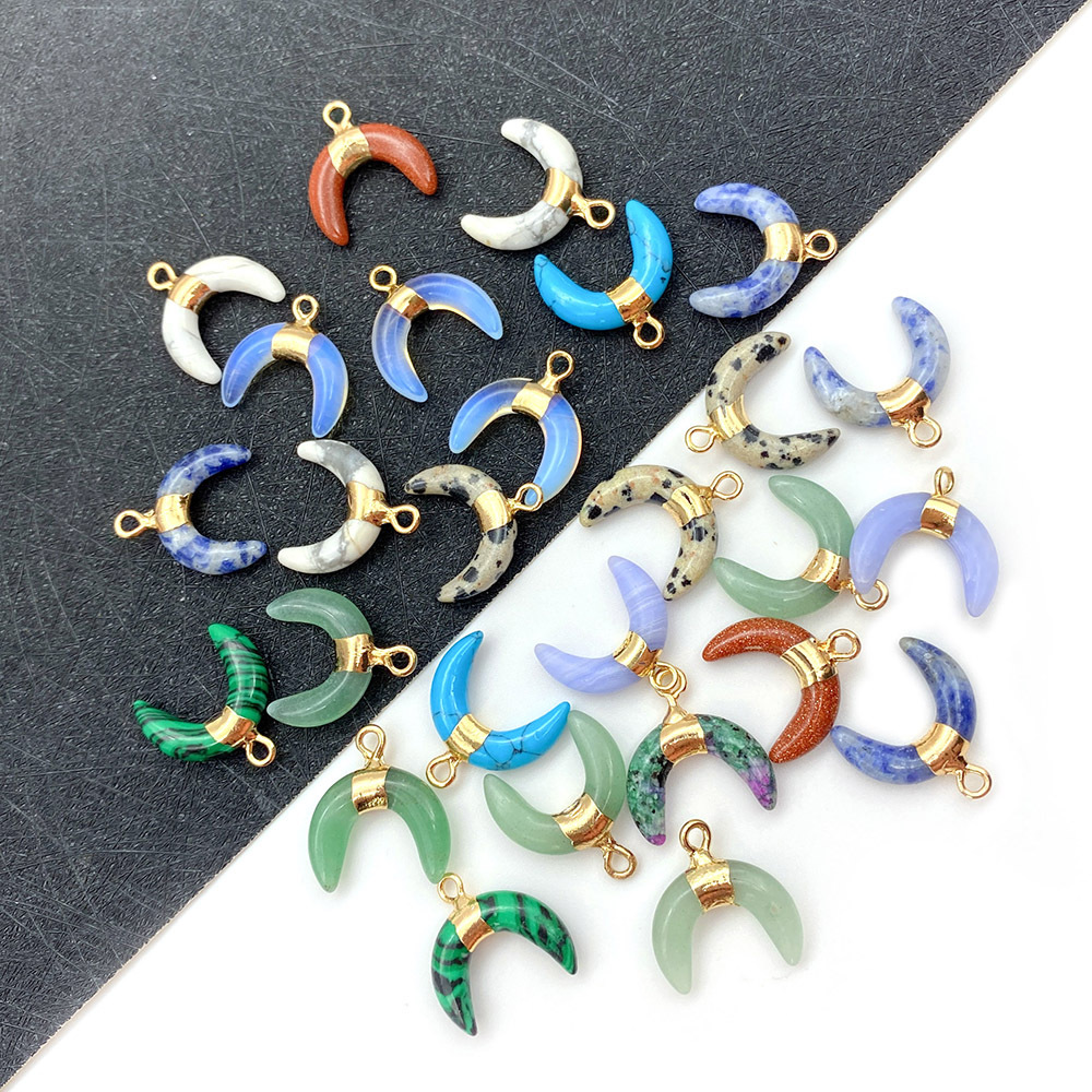 

Colorful Crystal Stone Crescent Moon Charms Pendant for Jewelry Making Chakra Reiki Healing Green Aventurine Pendants Wholesale 16x16mm
