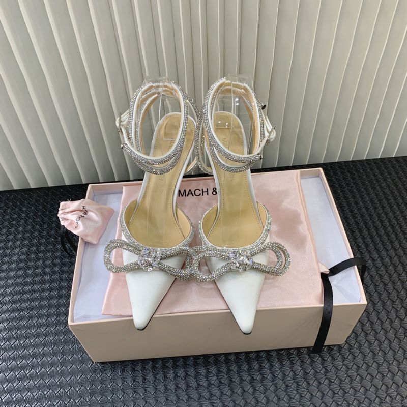 Designer de luxe sandales à talons hauts femmes mach Satin Bow Chaussures habillées Cristal Talon stiletto orné de strass Blanc Talon bride à la