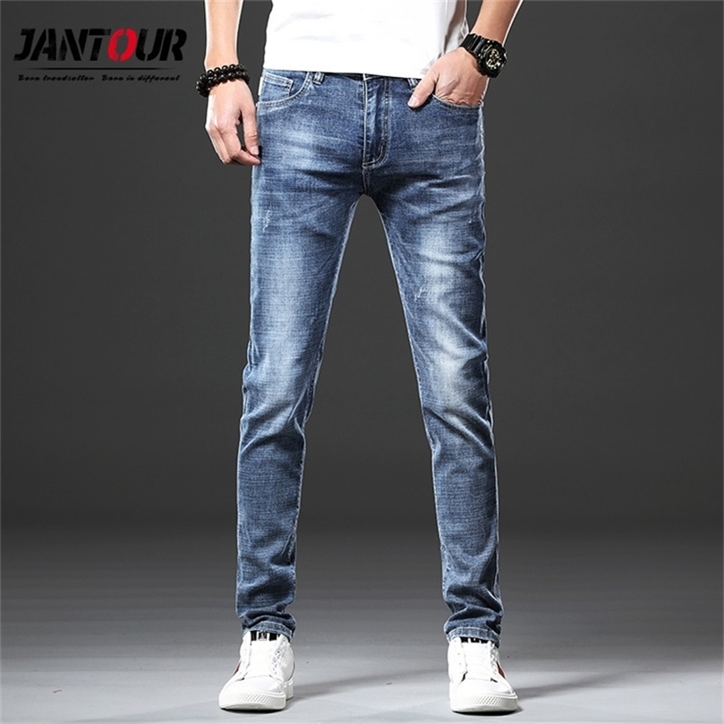 

Jantour Brand Skinny jeans men Slim Fit Denim Joggers Stretch Male Jean Pencil Pants Blue Men's jeans fashion Casual Hombre 201128, Gary
