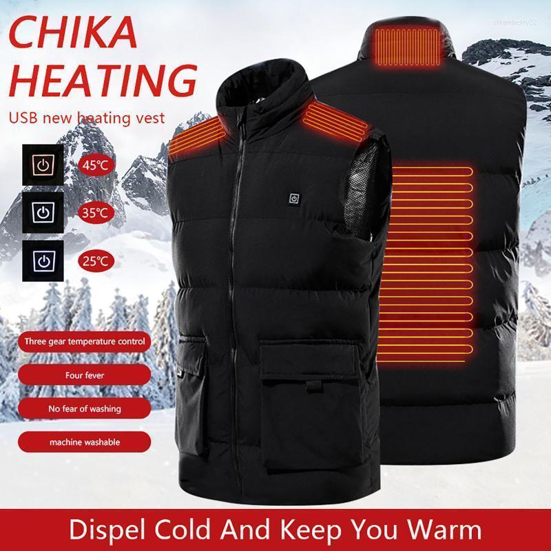 

Men's Vests 4 Places Heated Vest Men Usb Jacket Heating Thermal Clothing Hunting Winter Fashion Heat Stra22