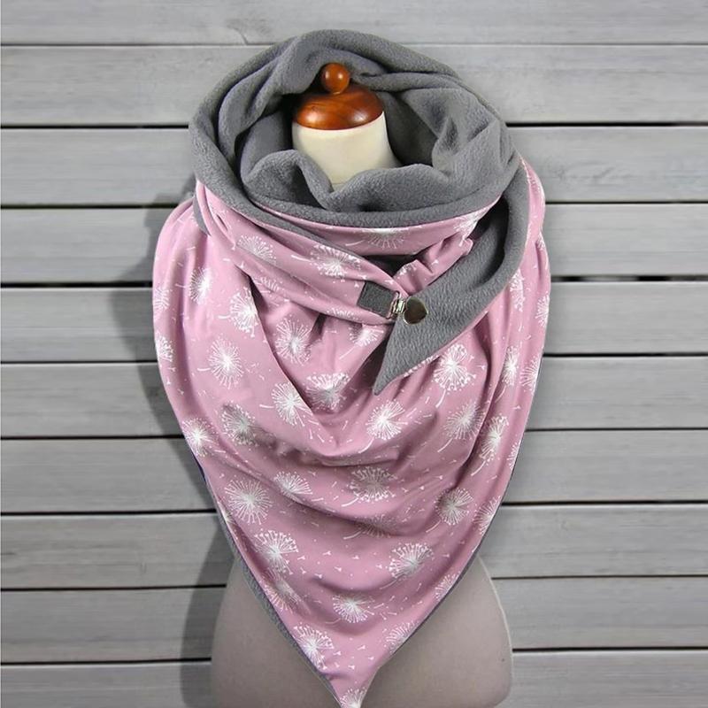 

Bandanas Floral Print Winter Scarf Women Windproof Thick Warm Blanket Double-Layer Button Soft Wrap Casual Scarves Bufanda Mujer