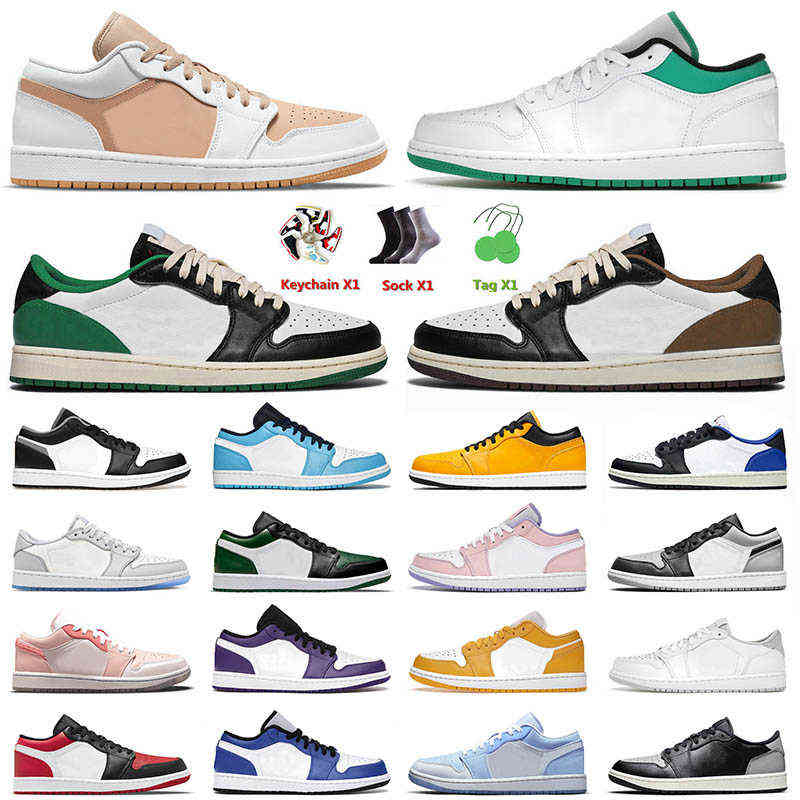 

1 1s Low Mens Basketball Shoes Top Quality Jumpman White Tan Lucky Green Black Dark Mocha Bred Toe Neutral Grey Unc for Men Women Trainers, B35 36-40 arctic punch