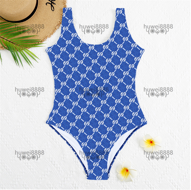 

69 Denim Swimwear Hipster Padded Top Quality Women's Designer One-piece Swimsuits Outdoor Beach Swimming Bandage Luxury Wear Four Seasons Universal