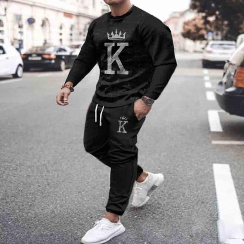 

Men' Tracksuits Spring 2022 3D Digital Printing Leisure Two Piece Set Thin Long Sleeve Trousers Milk Silk Men' And Autumn SetMen, 01