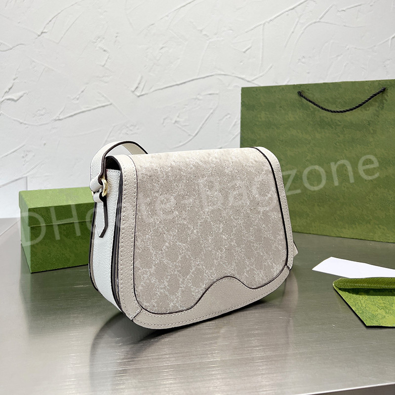 2022 Latest One Shoulder Diagonal Bag Unisex Couple Bag Original Hardware Logo Printing Design White